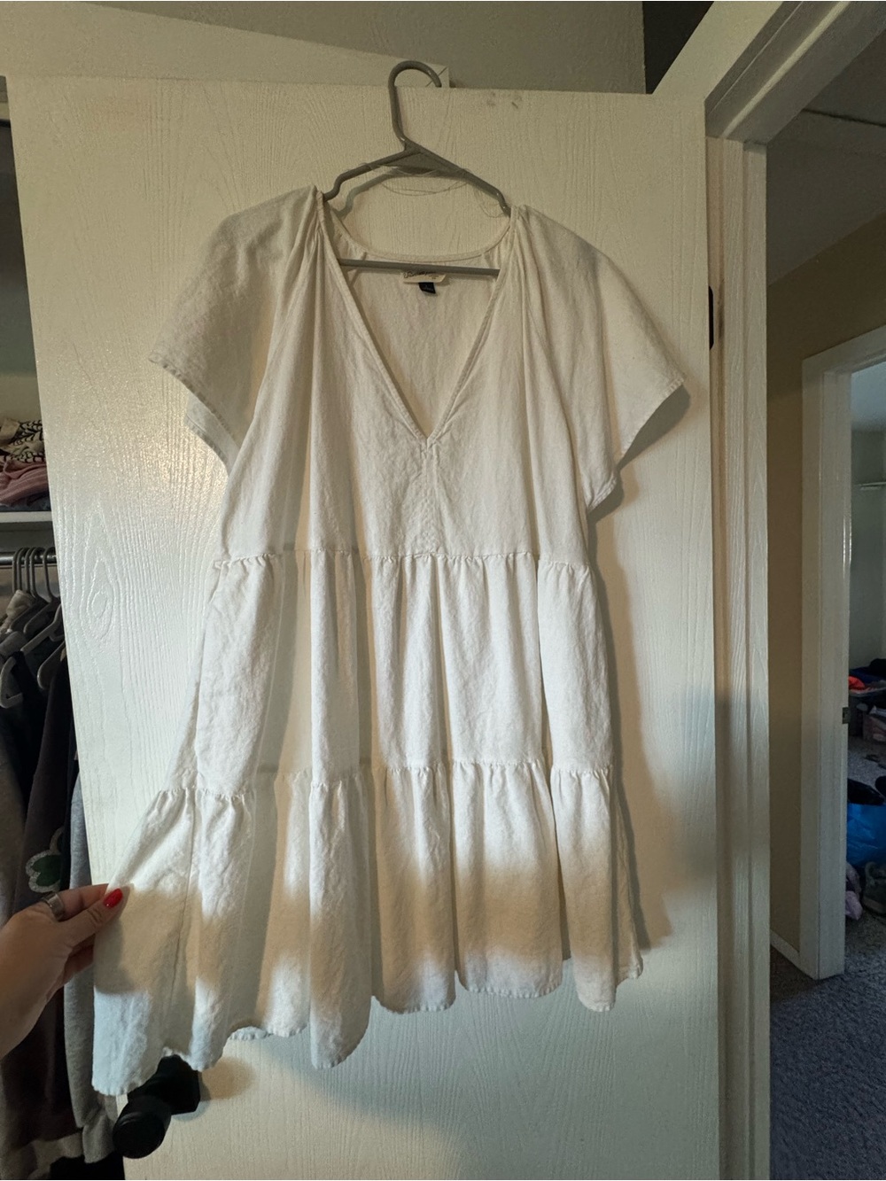 Universal Thread White Tiered V-Neck Mini Dress